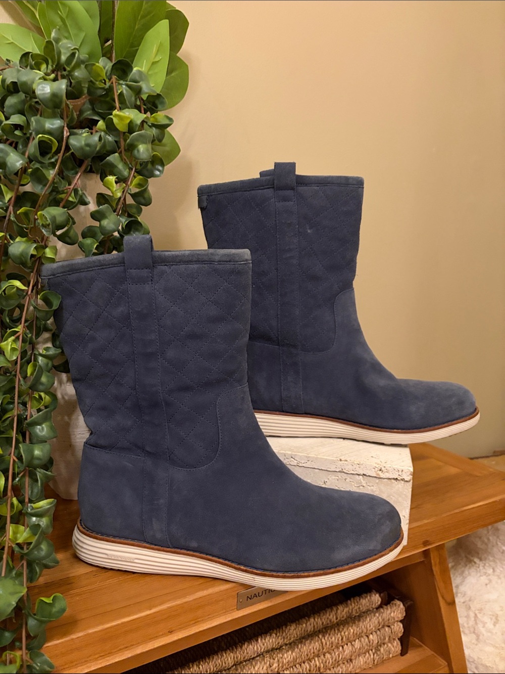 Cole Haan Navy Waterproof Suede Boots